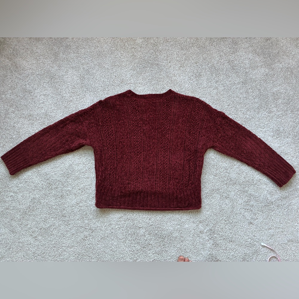 Altar’d State Burgundy Cable Knit Sweater | Size Small - Picture 4 of 13